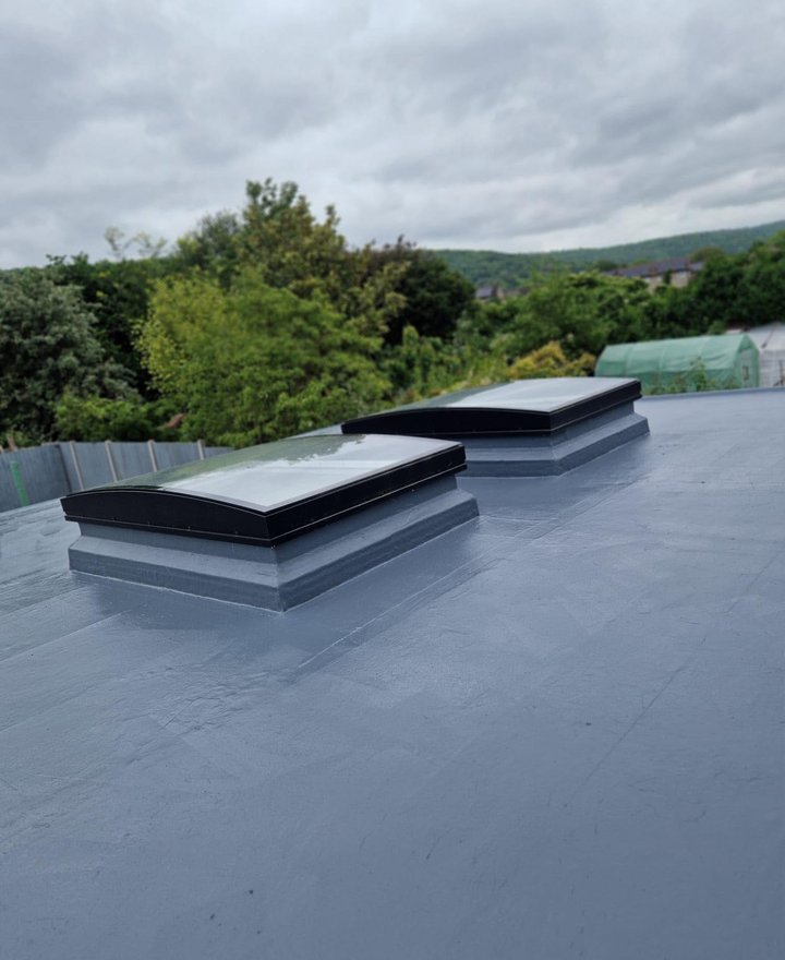 Finished flat roof with two rooflights