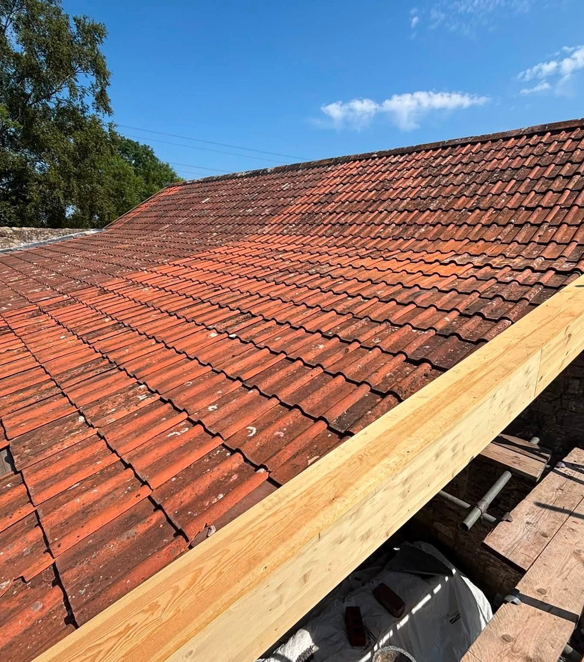 Pitched roof renovation in progress